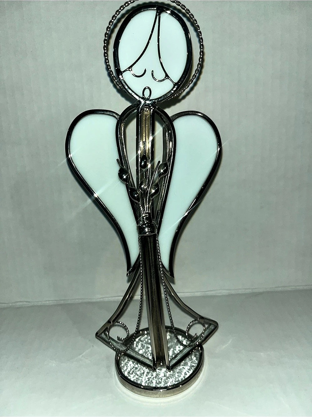 Vintage Angel Sculpture White & Silver